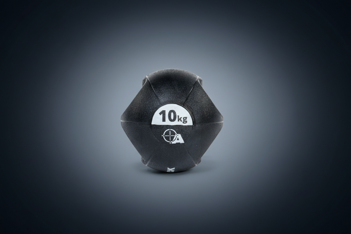 Attack Fitness Double Grip Medicine Ball - Black -10kg - Peak Health and Fitness