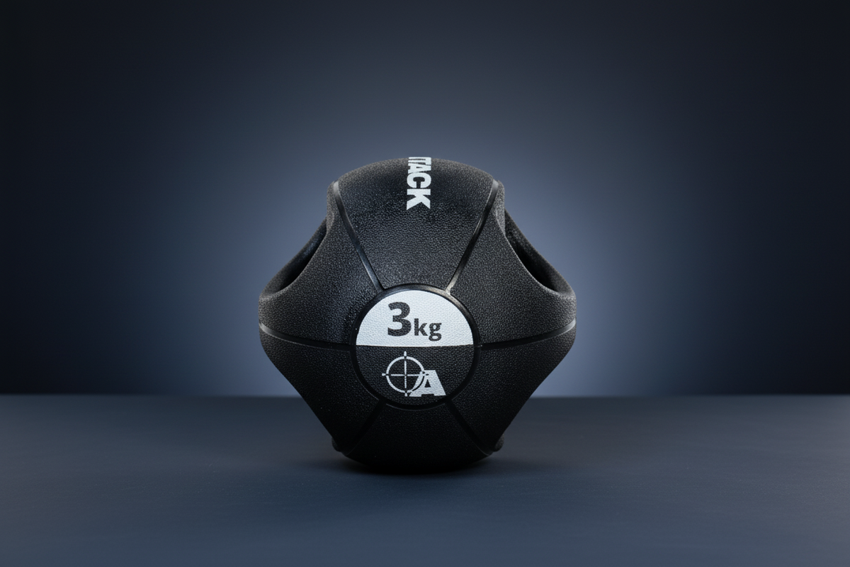 Attack Fitness Double Grip Medicine Ball - Black - 3kg - Peak Health and Fitness