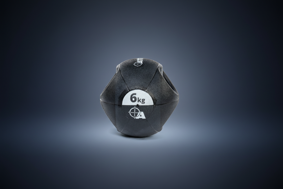 Attack Fitness Double Grip Medicine Ball - Black - 6kg - Peak Health and Fitness