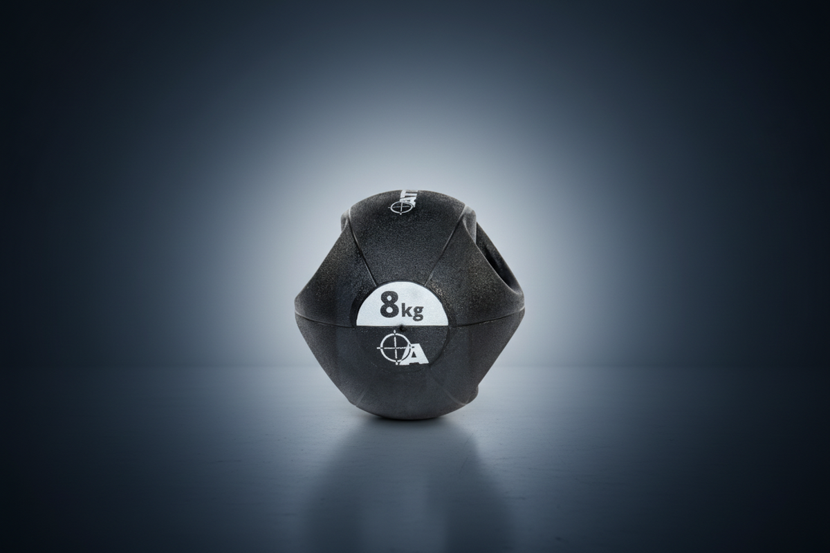 Attack Fitness Double Grip Medicine Ball - Black - 8kg - Peak Health and Fitness