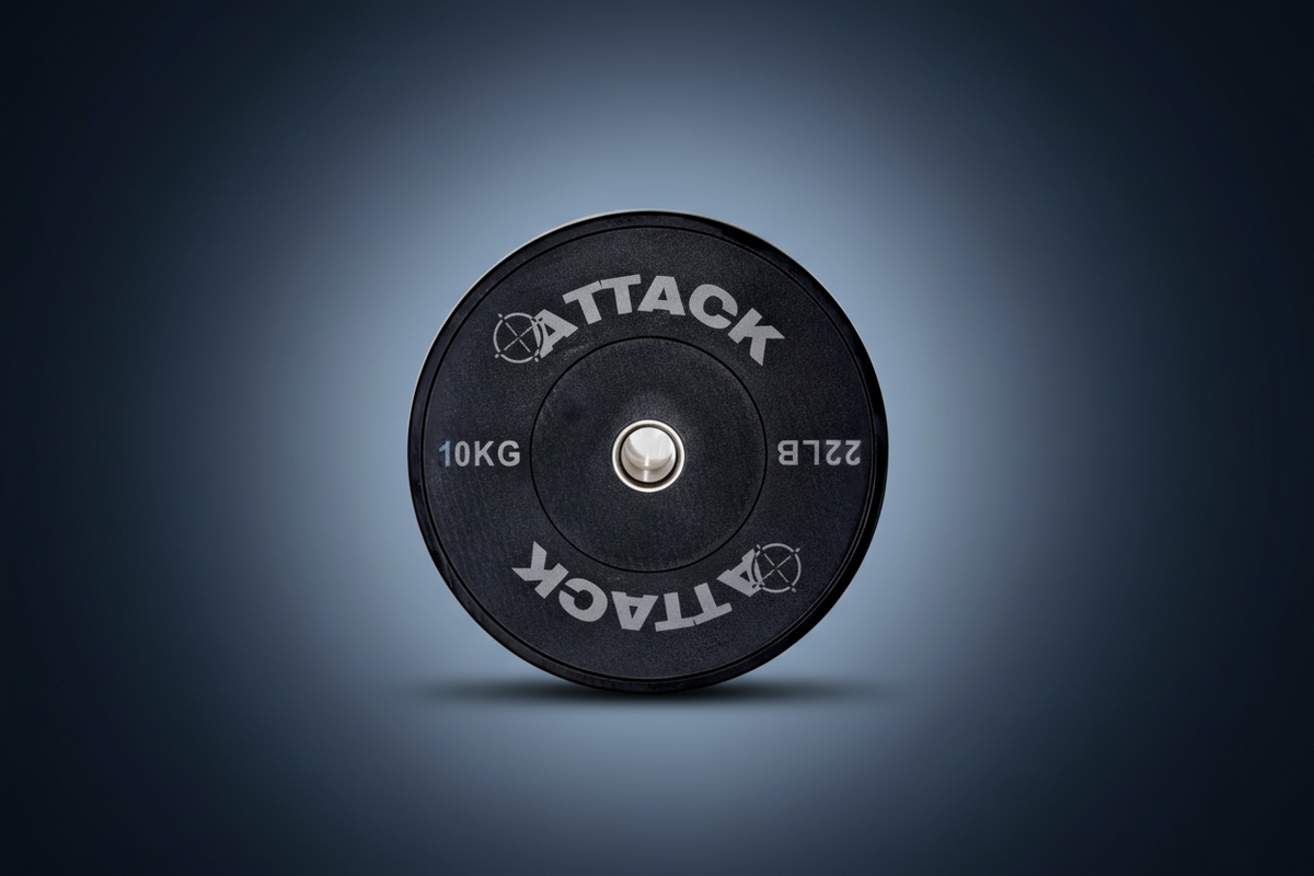 Attack Fitness Olympic Solid Rubber Bumper Plate - 10kg Black - 450mm - Peak Health and Fitness