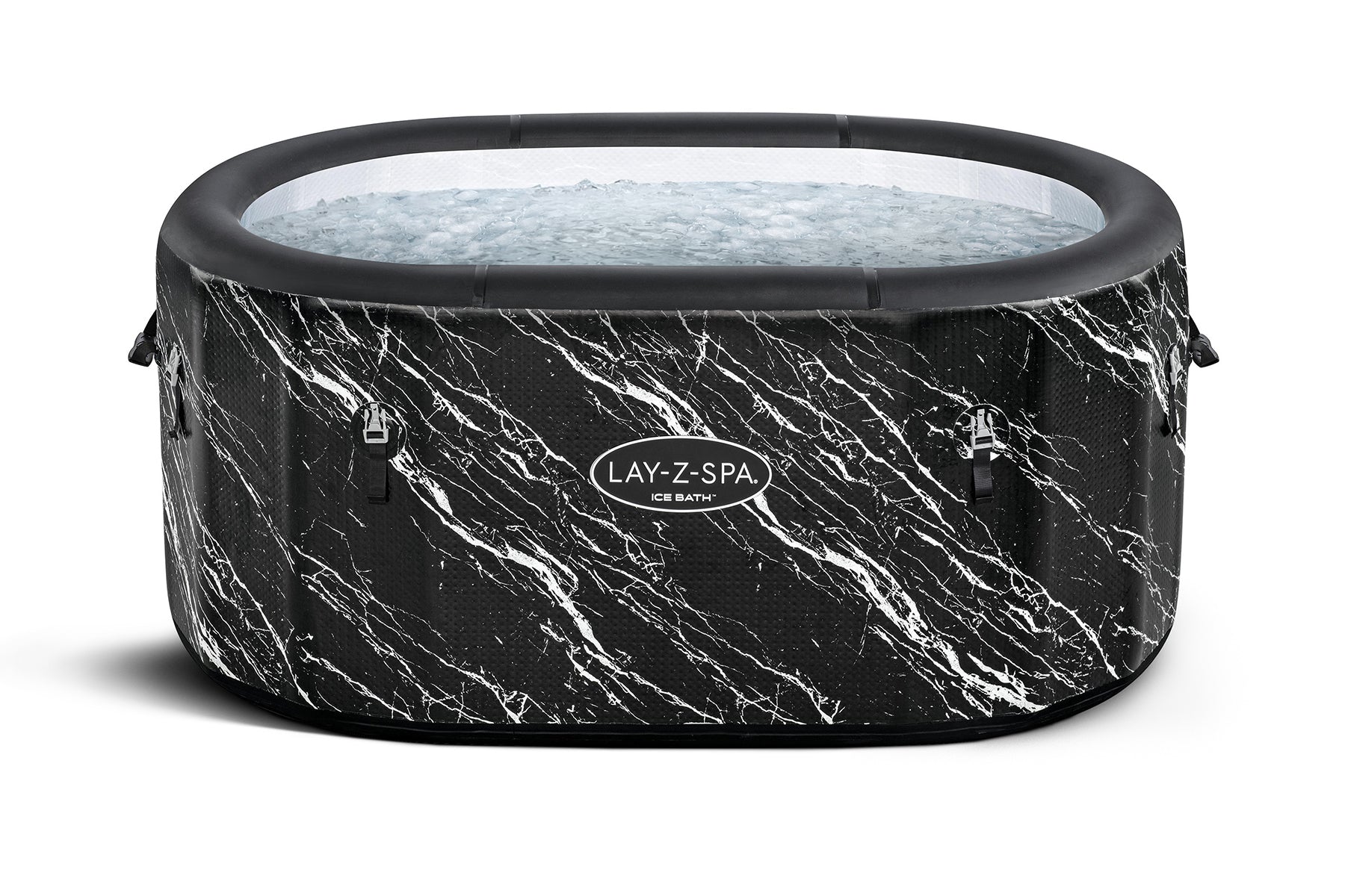 Inflatable hot tub with marble pattern on a white background