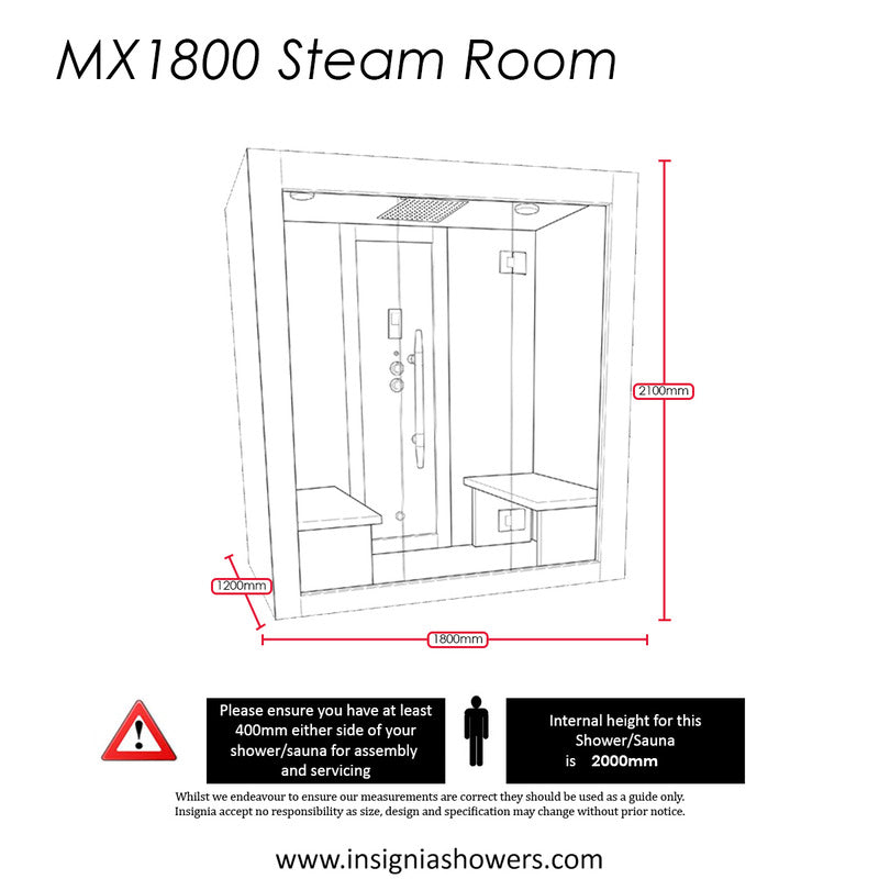 Insignia MX1800 Marble Effect Steam Room 1800mm X 1200mm