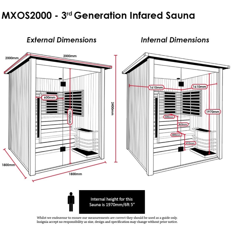 Insignia MXOS2000 3rd Gen Hybrid Outdoor Sauna 2000mm X 2000mm