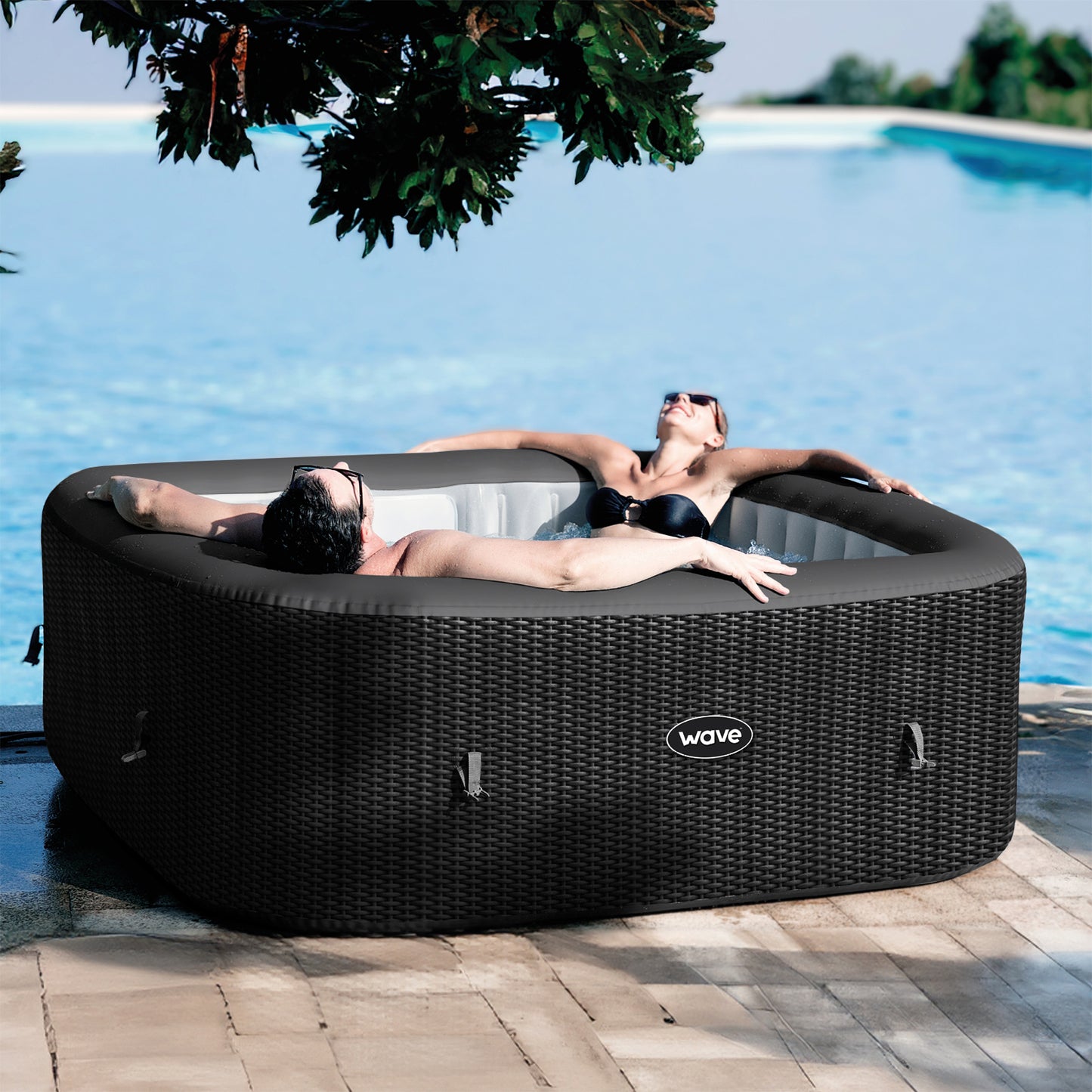 WaveSpa Pacific Inflatable Hot Tub with Integrated Heater – 4–6 Person - Peak Health and Fitness