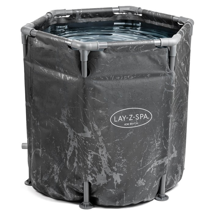 Gray Lay-Z-Spa ice bath on a white background
