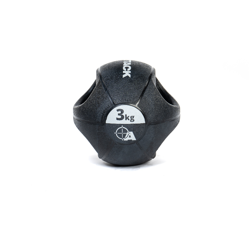 Attack Fitness Double Grip Medicine Ball - Black - 3kg