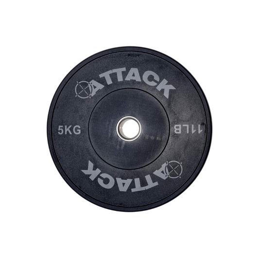 Attack Fitness Olympic Solid Rubber Bumper Plate - 5kg Black - 450mm