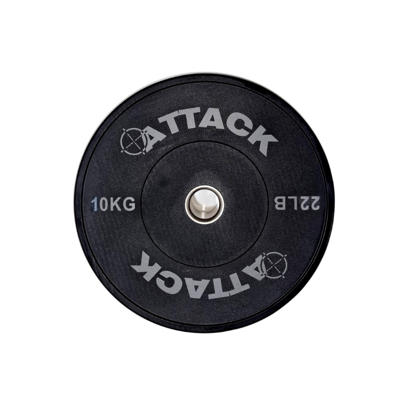 Attack Fitness Olympic Solid Rubber Bumper Plate - 10kg Black - 450mm