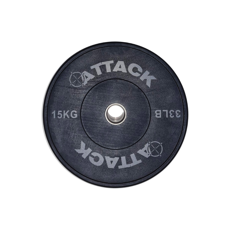 Attack Fitness Olympic Solid Rubber Bumper Plate - 15kg Black - 450mm