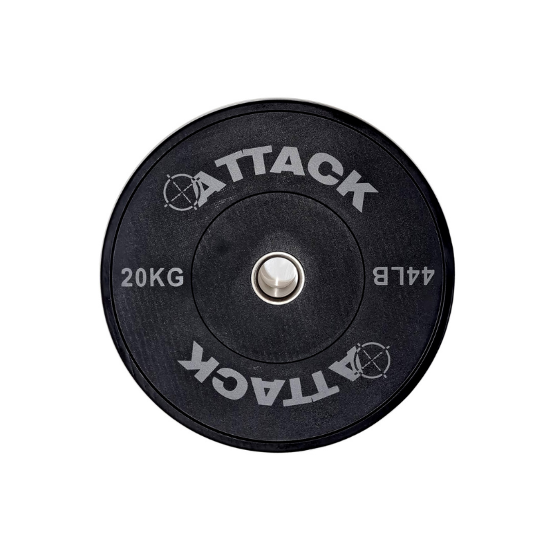 Attack Fitness Olympic Solid Rubber Bumper Plate - 20kg Black - 450mm