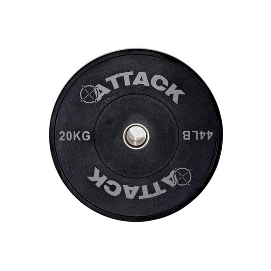 Attack Fitness Olympic Solid Rubber Bumper Plate - 20kg Black - 450mm