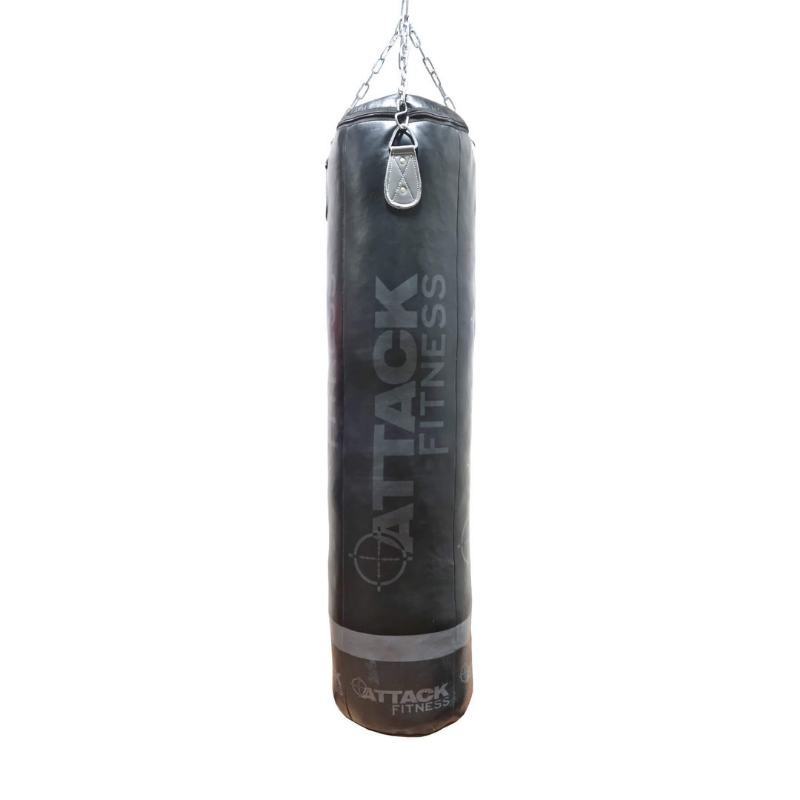 Attack Fitness Punch Bag - Straight 5ft - Leather (Black/Graphite Grey)