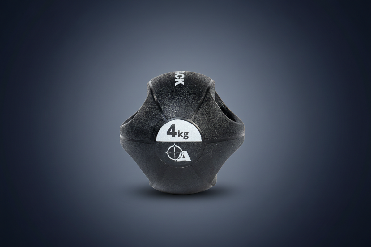 Attack Fitness Double Grip Medicine Ball - Black - 4kg - Peak Health and Fitness