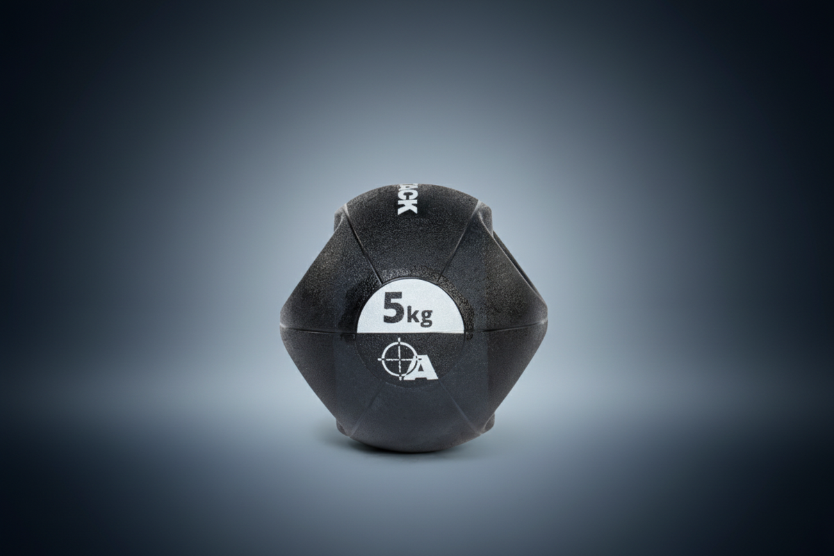 Attack Fitness Double Grip Medicine Ball - Black - 5kg - Peak Health and Fitness