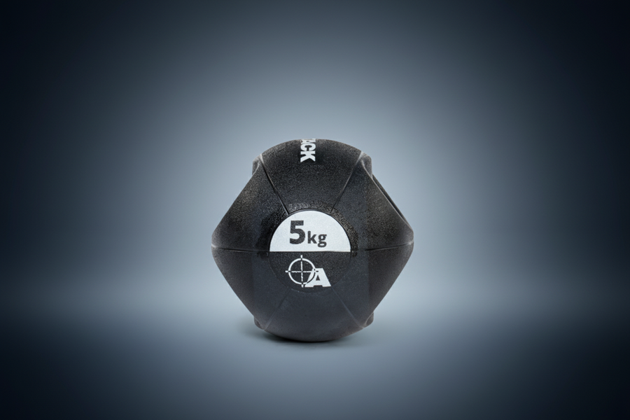 Attack Fitness Double Grip Medicine Ball - Black - 5kg - Peak Health and Fitness
