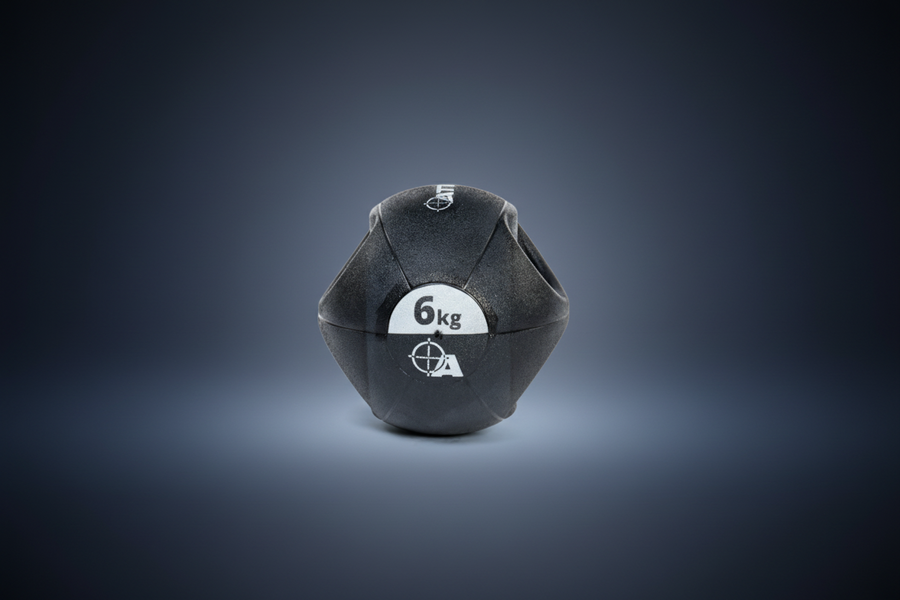 Attack Fitness Double Grip Medicine Ball - Black - 6kg - Peak Health and Fitness