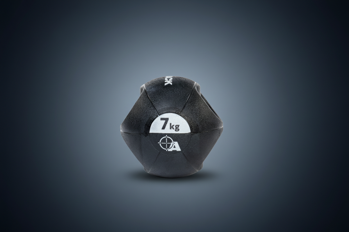Attack Fitness Double Grip Medicine Ball - Black - 7kg - Peak Health and Fitness