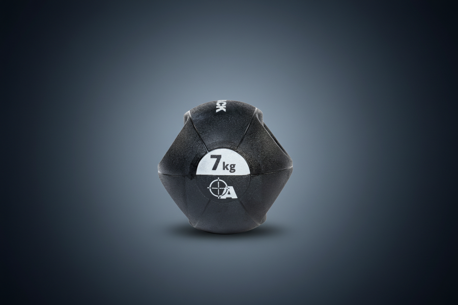 Attack Fitness Double Grip Medicine Ball - Black - 7kg - Peak Health and Fitness
