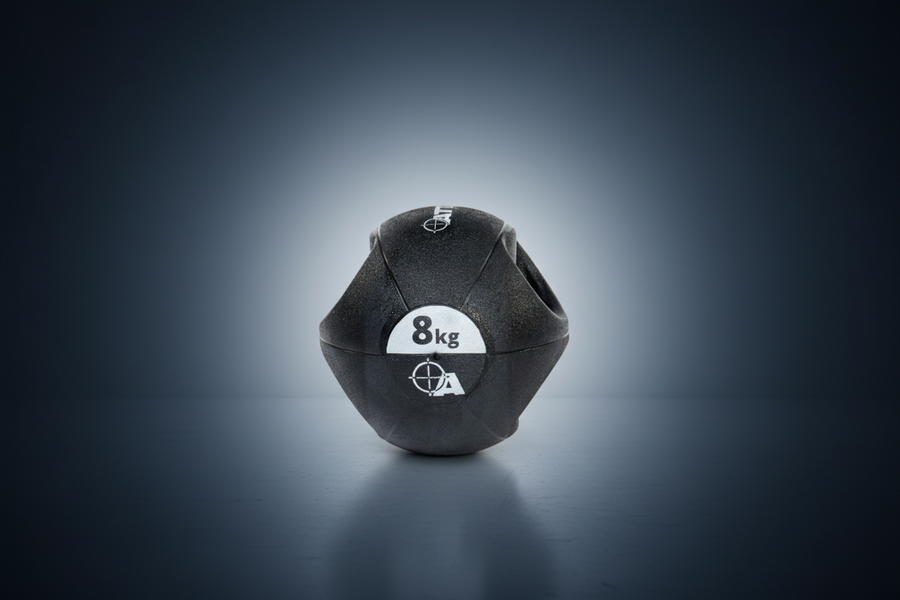 Attack Fitness Double Grip Medicine Ball - Black - 8kg - Peak Health and Fitness