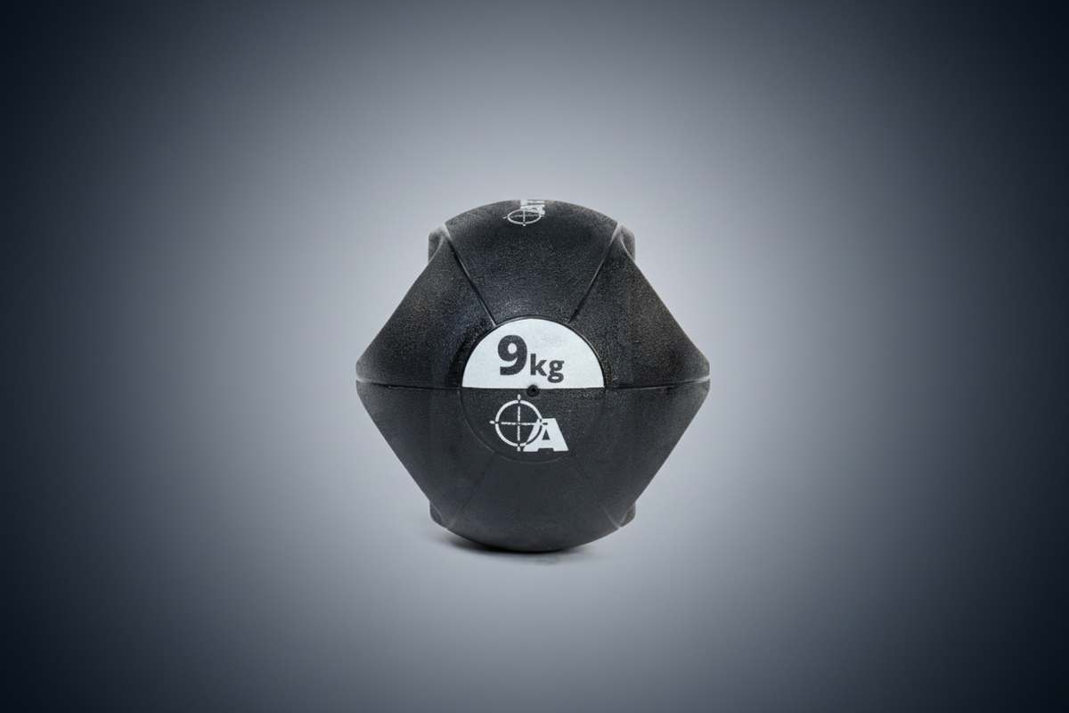 Attack Fitness Double Grip Medicine Ball - Black - 9kg - Peak Health and Fitness