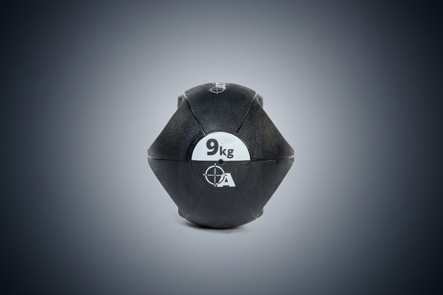 Attack Fitness Double Grip Medicine Ball - Black - 9kg - Peak Health and Fitness