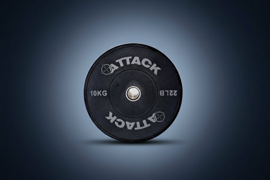 Attack Fitness Olympic Solid Rubber Bumper Plate - 10kg Black - 450mm - Peak Health and Fitness