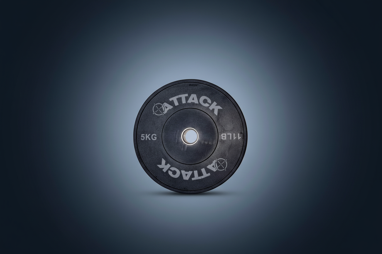 Attack Fitness Olympic Solid Rubber Bumper Plate – 5kg Black (450mm) - Peak Health and Fitness