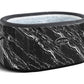 Inflatable hot tub with black marble pattern on a white background