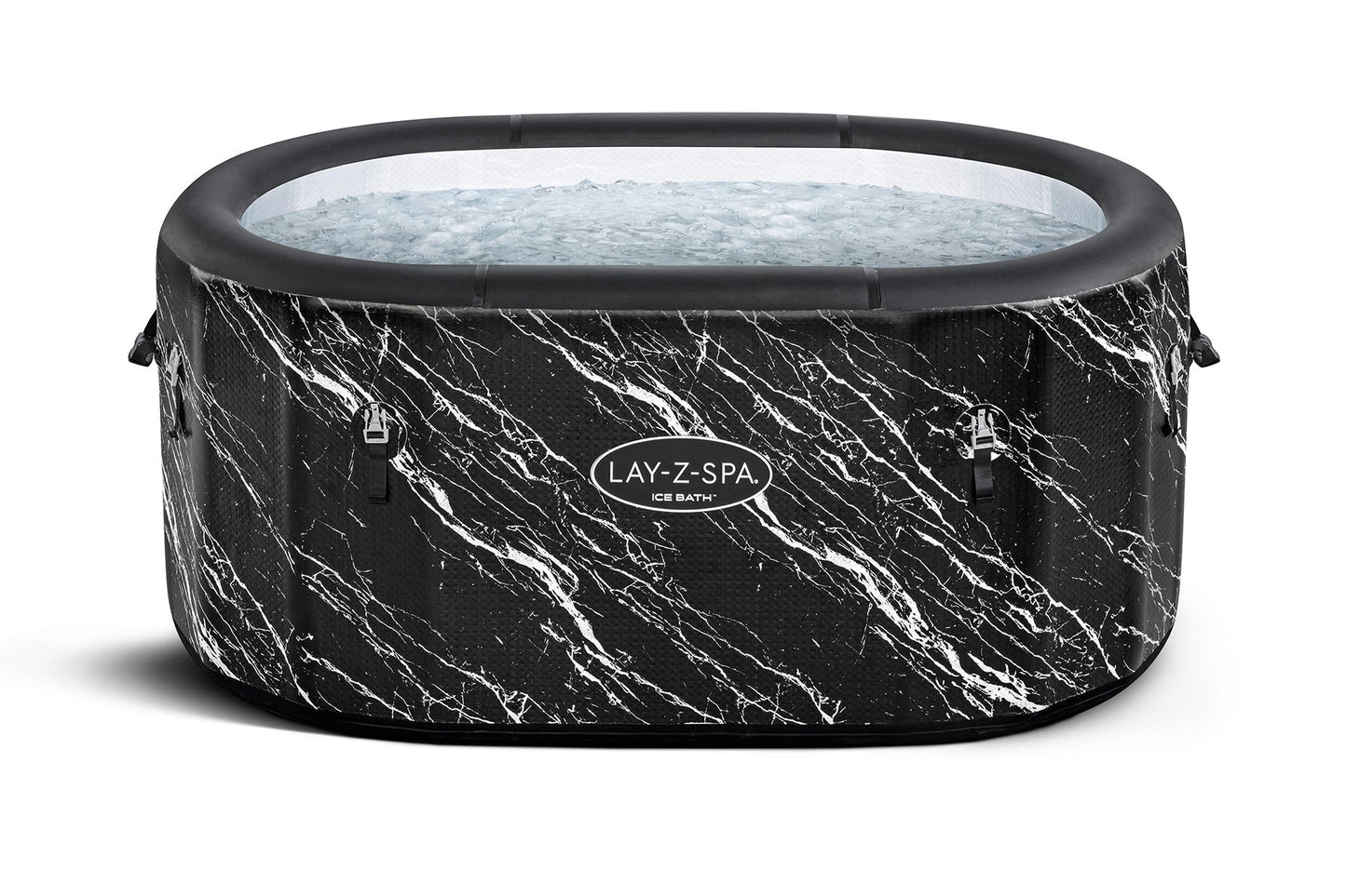 Inflatable hot tub with marble pattern on a white background