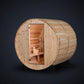 Almost Heaven Pinnacle Wooden barrel-shaped sauna with a transparent door on a white background