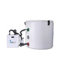 White tank with a pump and control panel on a white background