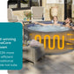 Two people relaxing in a hot tub with an 'Award-winning ThermaCore rigid foam' feature highlighted.