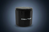 Black container with 'Chill Tubs' branding on a blue background