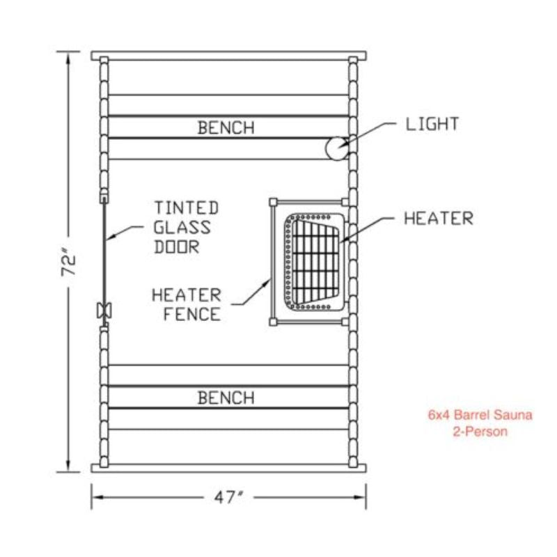 Fonteyn Barrel Sauna Rustic Red Cedar 4ft - 7ft