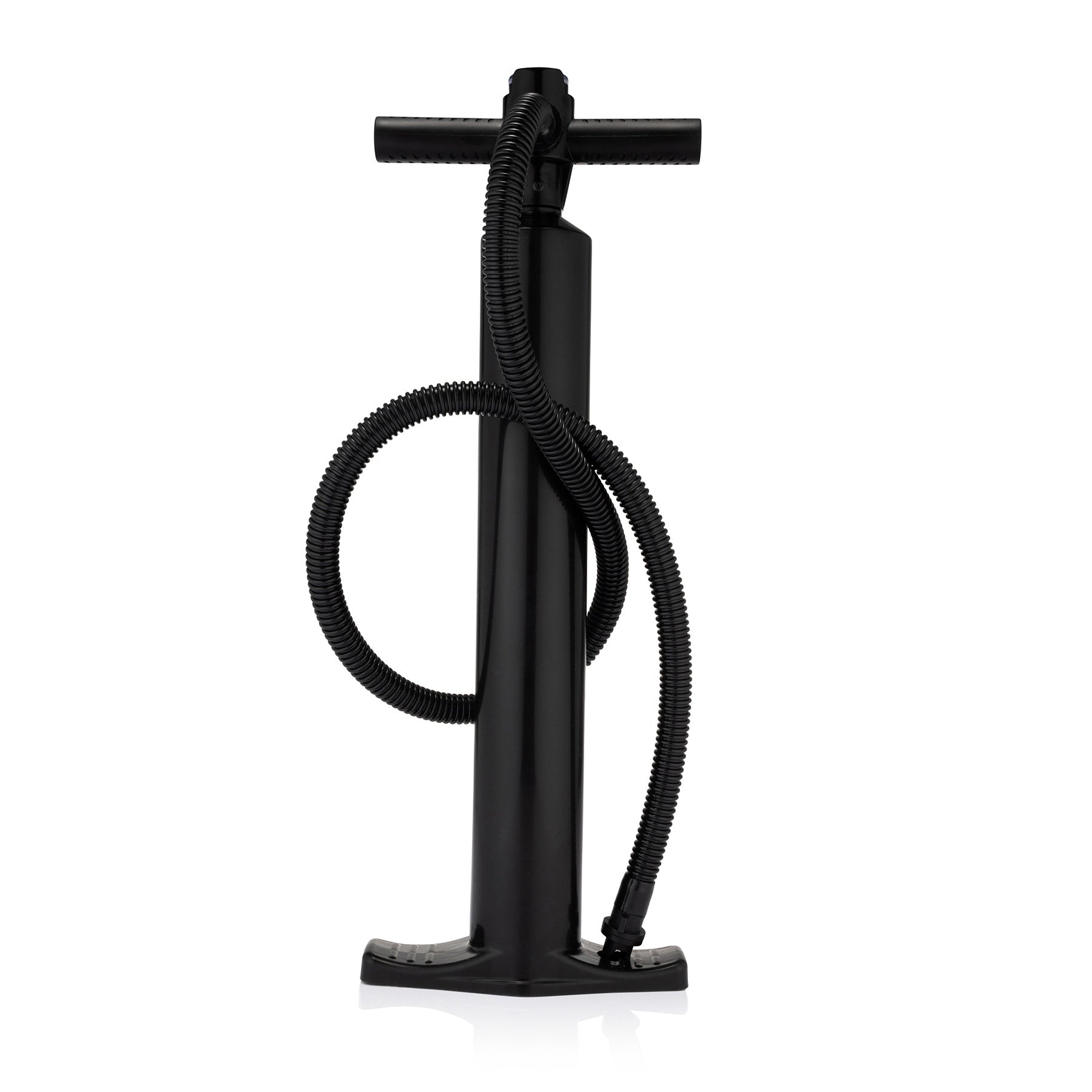 Black bicycle pump on a white background