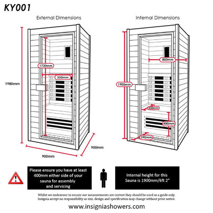 Insignia KY001 Infrared Indoor Sauna 900mm X 900mm