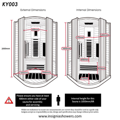 Insignia KY003 Infrared Indoor Sauna 1000mm X 1000mm