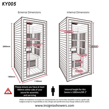 Insignia KY005 Infrared Indoor Sauna 1100mm X 1000mm