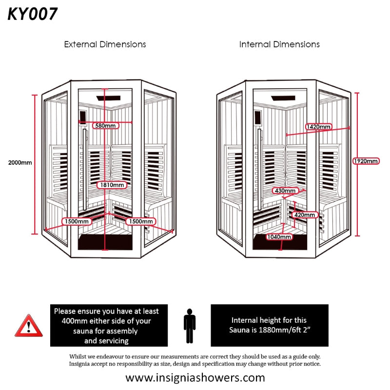 Insignia KY007 Infrared Indoor Sauna 1500mm X 1500mm