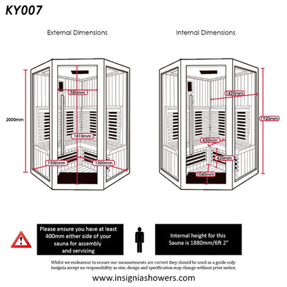 Insignia KY007 Infrared Indoor Sauna 1500mm X 1500mm