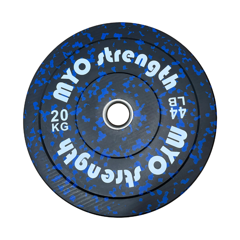 MYO Strength Olympic Rubber Bumper Plate - 20kg Black/Blue Speckled - Peak Health and Fitness