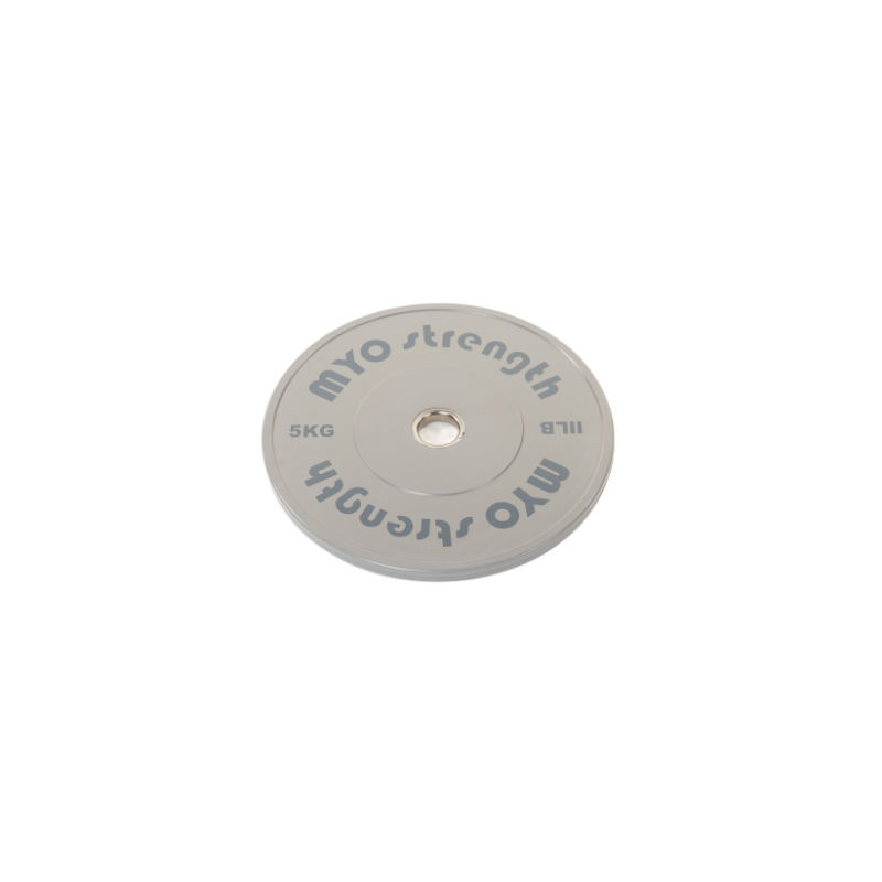 MYO Strength Olympic Solid Rubber Coloured Bumper Plate - 25kg Red / Grey – 450mm - Peak Health and Fitness