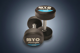 MYO Strength Rubber Dumbbells with PU End Caps - 10kg Pair - Peak Health and Fitness