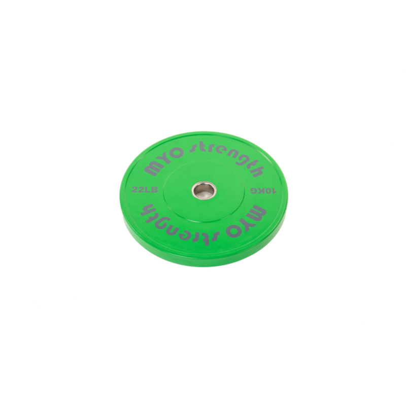 MYO Strength Olympic Solid Rubber Coloured Bumper Plate - 10kg Green / Grey – 450mm