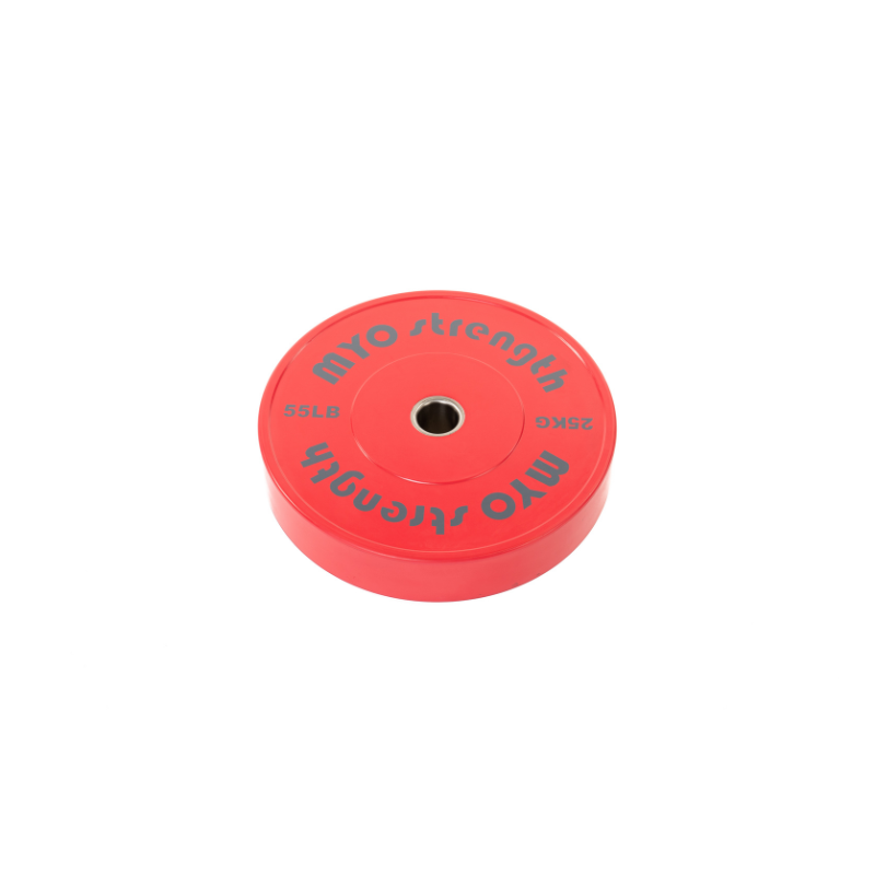 MYO Strength Olympic Solid Rubber Coloured Bumper Plate - 25kg Red / Grey – 450mm