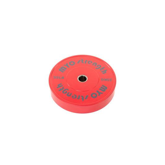 MYO Strength Olympic Solid Rubber Coloured Bumper Plate - 25kg Red / Grey – 450mm