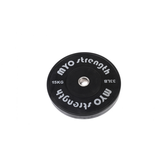 MYO Strength Olympic Solid Rubber Bumper Plate - 15kg Black - 450mm