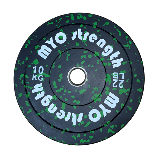 MYO Strength Olympic Rubber Bumper Plate - 10kg Black/Green Speckled