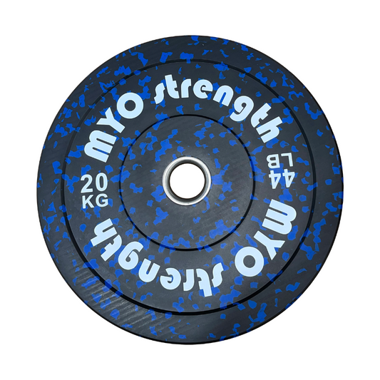 MYO Strength Olympic Rubber Bumper Plate - 20kg Black/Blue Speckled